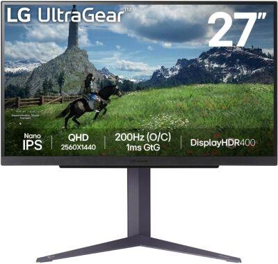 ������� LG 27" UltraGear 27GS85Q-B ������ IPS LED 16:9 HDMI ������� HAS 400cd 178��/178�� 2560x1440 180Hz FreeSync DP 2K USB 6.2��