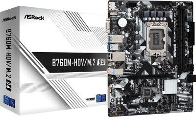 ����������� ����� Asrock B760M-HDV/M.2 D4 Soc-1700 Intel B760 2xDDR4 mATX AC`97 8ch(7.1) GbLAN RAID+VGA+HDMI+DP