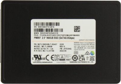 SSD   SATA2.5" 960GB PM897 TLC MZ7L3960HBLT-00A07 SAMSUNG