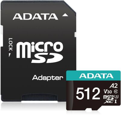 ���� ����� microSDXC 512GB A-Data AUSDX512GUI3V30SA2-RA1 Premier Pro + adapter