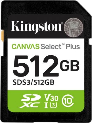 ���� ����� SDXC 512GB Kingston SDS3/512GB Canvas Select Plus V10 w/o adapter