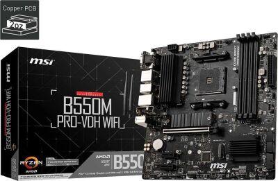 ����������� ����� MSI B550M PRO-VDH WIFI Soc-AM4 AMD B550 4xDDR4 mATX AC`97 8ch(7.1) GbLAN RAID+HDMI+DP