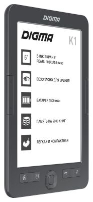 ����������� ����� Digma K1 6" E-ink HD Pearl 758x1024 600MHz 128Mb/4Gb/SD/microSDHC �����-�����