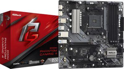 ����������� ����� Asrock B550M PHANTOM GAMING 4 Soc-AM4 AMD B550 4xDDR4 mATX AC`97 8ch(7.1) GbLAN RAID+HDMI+DP