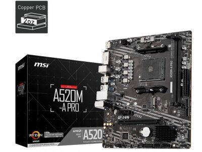 ����������� ����� MSI A520M-A PRO Soc-AM4 AMD A520 2xDDR4 mATX AC`97 8ch(7.1) GbLAN RAID+DVI+HDMI