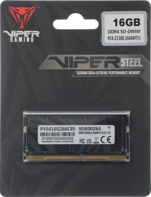 ������ DDR4 16GB 2666MHz Patriot PVS416G266C8S Viper Steel RTL PC4-21300 CL18 SO-DIMM 260-pin 1.2� single rank Ret