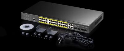 ���������� Cudy GS2028PS4-300W (L2) 28x1����/� 4SFP 24PoE+ 300W �����������