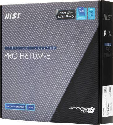����������� ����� MSI PRO H610M-E Soc-1700 Intel H610 2xDDR5 mATX AC`97 8ch(7.1) GbLAN+VGA+HDMI