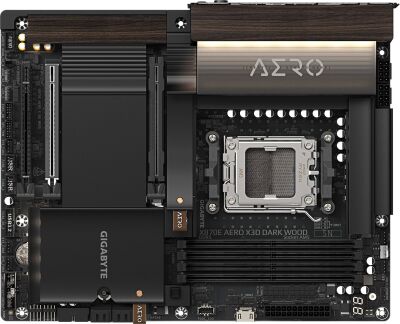 ����������� ����� Gigabyte X870E AERO X3D DARK WOOD Socket AM5 AMD X870E 4xDDR5 ATX AC`97 8ch(7.1) 2x5Gg RAID+HDMI