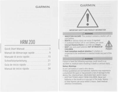 ������-������ Garmin HRM 200 Heart rate sensor ����.:������ ���.:������ (010-13388-01)
