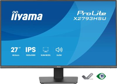 ������� Iiyama 27" ProLite X2793HSU-B1 ������ IPS LED 16:9 HDMI M/M ������� 350cd 178��/178�� 1920x1080 120Hz DP FHD USB 4��