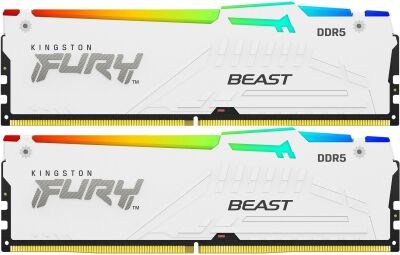 ������ DDR5 2x32GB 6000MHz Kingston KF560C36BWEAK2-64 Fury Beast White Expo RGB RTL Gaming PC5-48000 CL36 DIMM 288-pin 1.35� dual rank � ���������� Ret