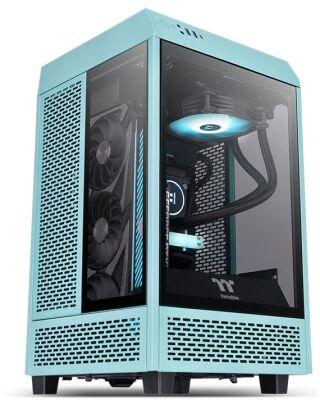 ������ Thermaltake The Tower 100 Turquoise ������� ��� �� miniITX 1x120mm 3x140mm 2xUSB3.0 audio bott PSU