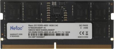 ������ DDR5 16GB 4800MHz Netac NTBSD5N48SP-16 Basic RTL Gaming PC5-38400 CL40 SO-DIMM 262-pin 1.1� original Intel Ret