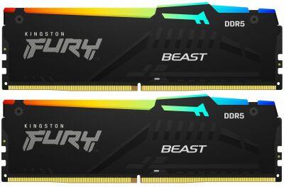 ������ DDR5 2x32GB 5200MHz Kingston KF552C40BBAK2-64 Fury Beast RGB RTL Gaming PC5-41600 CL40 DIMM 288-pin 1.25� kit single rank � ���������� Ret