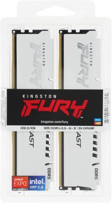 ������ DDR5 2x16GB 5600MHz Kingston KF556C36BWEK2-32 Fury Beast White Expo RTL Gaming PC5-44800 CL36 DIMM 288-pin 1.25� kit single rank � ���������� Ret