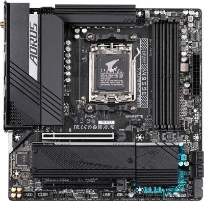 ����������� ����� Gigabyte B650M AORUS ELITE AX Socket AM5 AMD B650 4xDDR5 mATX AC`97 8ch(7.1) 2.5Gg RAID+HDMI+DP