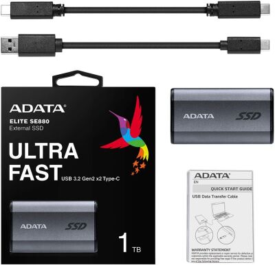 ���������� SSD A-Data USB-C 1Tb AELI-SE880-1TCGY SE880 2.5" �����