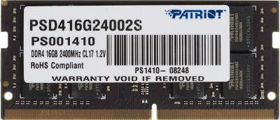 ������ DDR4 16Gb 2400MHz Patriot PSD416G24002S RTL PC4-19200 CL17 SO-DIMM 260-pin 1.2� dual rank Ret