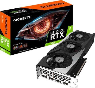 ���������� Gigabyte PCI-E 4.0 GV-N3060GAMING OC-12GD 2.0 LHR NVIDIA GeForce RTX 3060 12Gb 192bit GDDR6 1837/15000 HDMIx2 DPx2 HDCP Ret