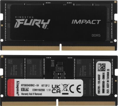 ������ DDR5 2x32GB 5600MHz Kingston KF556S40IBK2-64 Fury Impact RTL PC5-44800 CL40 SO-DIMM 262-pin 1.1� dual rank Ret