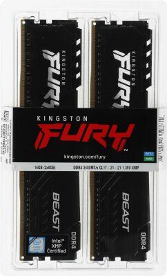 ������ DDR4 2x8Gb 3600MHz Kingston KF436C17BBK2/16 Fury Beast RTL Gaming PC4-28800 CL17 DIMM 288-pin 1.35� kit single rank � ���������� Ret