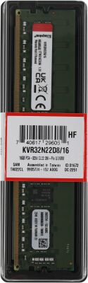 ������ DDR4 16Gb 3200MHz Kingston KVR32N22D8/16 VALUERAM RTL PC4-25600 CL22 DIMM 288-pin 1.2� dual rank Ret