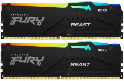 ������ DDR5 2x16GB 6400MHz Kingston KF564C32BBEAK2-32 Fury Beast RGB RTL Gaming PC5-51200 CL32 DIMM 288-pin 1.4� kit single rank � ���������� Ret