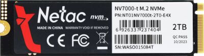 ���������� SSD Netac PCIe 4.0 x4 2TB NT01NV7000t-2T0-E4X NV7000-t M.2 2280