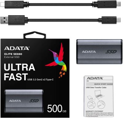���������� SSD A-Data USB-C 500Gb AELI-SE880-500GCGY SE880 2.5" �����