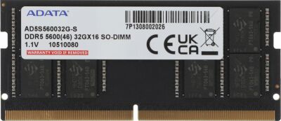������ DDR5 32GB 5600MHz A-Data AD5S560032G-S RTL PC5-44800 CL46 SO-DIMM 262-pin 1.1� single rank Ret