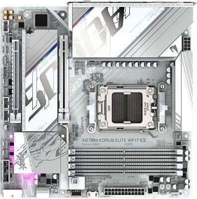 ����������� ����� Gigabyte X870M AORUS ELITE WIFI7 ICE Socket AM5 AMD X870 4xDDR5 mATX AC`97 8ch(7.1) 2.5Gg RAID+HDMI