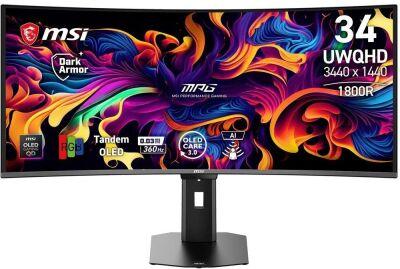 ������� MSI 34" MPG 341CQR QD-OLED X36 ������ QD OLED LED 21:9 HDMI ������� HAS 1500000:1 300cd 178��/178�� 3440x1440 360Hz G-Sync FreeSync Premium Pro DP UW USB 7.77��