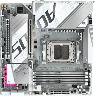 ����������� ����� Gigabyte B850M AORUS ELITE WIFI6E ICE Socket AM5 AMD B850 4xDDR5 mATX AC`97 8ch(7.1) 2.5Gg RAID+DP