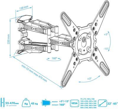��������� ��� ���������� Kromax ATLANTIS-45 �����-����� 22"-65" ����.45�� ��������� ������� � ������