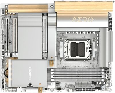 ����������� ����� Gigabyte X870E AERO X3D WOOD Socket AM5 AMD X870E 4xDDR5 ATX AC`97 8ch(7.1) 2x5Gg RAID+HDMI
