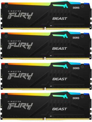 ������ DDR5 4x16GB 5200MHz Kingston KF552C40BBAK4-64 Fury Beast RGB RTL Gaming PC5-41600 CL40 DIMM 288-pin 1.25� kit single rank � ���������� Ret