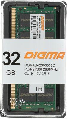 ������ DDR4 32Gb 2666MHz Digma DGMAS42666032D RTL PC4-21300 CL19 SO-DIMM 260-pin 1.2� dual rank Ret