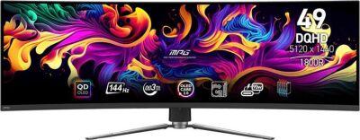 ������� MSI 49" MPG 491CQP QD-OLED ������ QD OLED LED 32:9 HDMI ������� HAS Piv 250cd 178��/178�� 5120x1440 144Hz DP DQ USB 10.3��