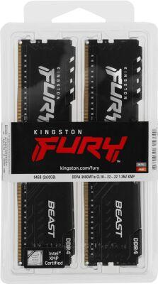 ������ DDR4 2x32Gb 3600MHz Kingston KF436C18BBK2/64 Fury Beast Black RTL Gaming PC4-28800 CL18 DIMM 288-pin 1.35� dual rank � ���������� Ret