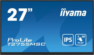 ������� Iiyama 27" ProLite T2755MSC-B1 ������ IPS LED 16:9 HDMI M/M ������� 400cd 178��/178�� 1920x1080 60Hz DP FHD USB Touch 5.8��