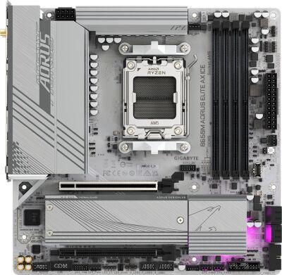 ����������� ����� Gigabyte B650M AORUS ELITE AX ICE Socket AM5 AMD B650 4xDDR5 mATX AC`97 8ch(7.1) 2.5Gg RAID+HDMI+DP