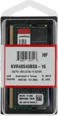 ������ DDR5 16GB 4800MHz Kingston KVR48S40BS8-16 VALUERAM RTL PC5-38400 CL40 SO-DIMM 262-pin 1.1� single rank Ret