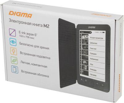 ����������� ����� Digma M2 6" E-ink HD Pearl 758x1024 600MHz 128Mb/4Gb/SD/microSDHC/��������� ������� �����-����� (� �����.:�������)