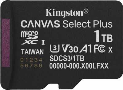 ���� ����� microSDXC 1TB Kingston SDCS3/1TBSP Canvas Select Plus V30 A1 w/o adapter