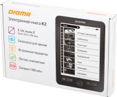 ����������� ����� Digma K2 6" E-ink HD Pearl 758x1024 600MHz/4Gb/microSDHC/��������� ������� �����-�����