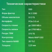 ���������� SSD Digma PCIe 3.0 x4 512GB DGSM3512GM23T Mega M2 M.2 2280