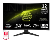  MSI 31,5" MAG 325CQF 1000R, 16:9, VA, QHD, 0,5ms, 300cd, 180Hz, HDMI, DP, USB-C