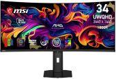 ������� MSI 34" Mag 341CQP QD-OLED X28 ������ QD OLED LED 21:9 HDMI ������� HAS 1500000:1 300cd 178��/178�� 3440x1440 280Hz G-Sync FreeSync Premium Pro DP UW USB 9.5��