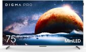 ��������� QLED Digma Pro 75" Mini LED 75Q Google TV Frameless �����������/����������� 4K Ultra HD 144Hz MEMC DVB-T DVB-T2 DVB-C DVB-S DVB-S2 USB WiFi Smart TV